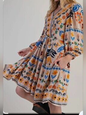 NWT Women's Size 1X  Pretty Boho Style Mini Dress/ long Top